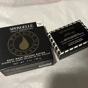 New Spongelle Duo Cedarwood Body Wash Infused Buffer & Salted Rose Mani Pedi